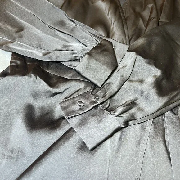 New Banana Republic Black Satin Wrap Dress Womens Size 2P Petite Party Formal - Picture 12 of 13